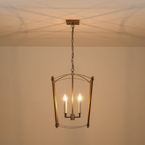 LightFixturesUSA - 4 - light French Antique Gold Candle Square Lantern Chandelier - Chandelier - Gold - 