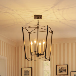 LightFixturesUSA-4-light French Antique Gold Candle Square Lantern Chandelier-Chandelier-Gold (Pre-Order)-