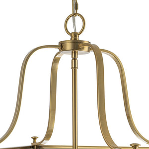 LightFixturesUSA - 4 - Light French Candle Style Wide Square Glass Lantern Pendant - Chandelier - Brass - 