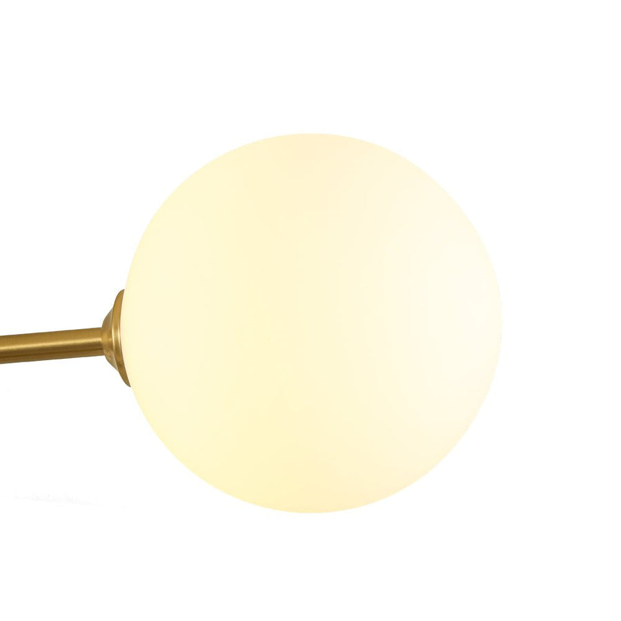 LightFixturesUSA - 4 - Light Frosted Glass Globe Linear Sputnik Semi Flush Mount - Ceiling Light - Brass - 