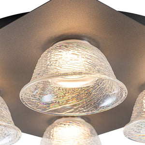 LightFixturesUSA - 4 - Light Iridescent Glass Bell LED Square Semi Flush Mount - Ceiling Light - 15.7 in - 