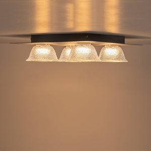 LightFixturesUSA - 4 - Light Iridescent Glass Bell LED Square Semi Flush Mount - Ceiling Light - 15.7 in - 