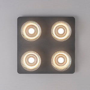 LightFixturesUSA - 4 - Light Iridescent Glass Bell LED Square Semi Flush Mount - Ceiling Light - 15.7 in - 