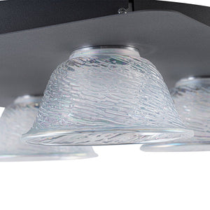 LightFixturesUSA - 4 - Light Iridescent Glass Bell LED Square Semi Flush Mount - Ceiling Light - 15.7 in - 
