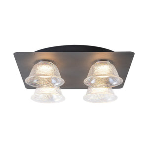 LightFixturesUSA - 4 - Light Iridescent Glass Bell LED Square Semi Flush Mount - Ceiling Light - 15.7 in - 
