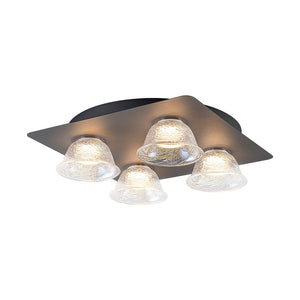 LightFixturesUSA - 4 - Light Iridescent Glass Bell LED Square Semi Flush Mount - Ceiling Light - 15.7 in - 
