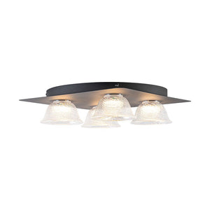 LightFixturesUSA - 4 - Light Iridescent Glass Bell LED Square Semi Flush Mount - Ceiling Light - 15.7 in - 