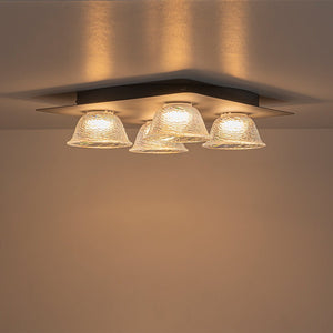 LightFixturesUSA - 4 - Light Iridescent Glass Bell LED Square Semi Flush Mount - Ceiling Light - 15.7 in - 