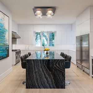 LightFixturesUSA - 4 - Light Iridescent Glass Bell LED Square Semi Flush Mount - Ceiling Light - 15.7 in - 