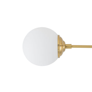 LightFixturesUSA-4-Light Opal Glass Globe Linear Island Semi Flush Chandelier-Ceiling Light-Brass-