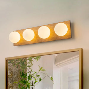 LightFixturesUSA - 4 - Light Opal Glass Linear Wooden Semi Flush Mount / Wall Light - Wall Sconce - 4 - Lt - 