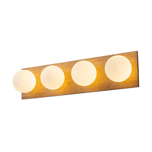 LightFixturesUSA - 4 - Light Opal Glass Linear Wooden Semi Flush Mount / Wall Light - Wall Sconce - 4 - Lt - 