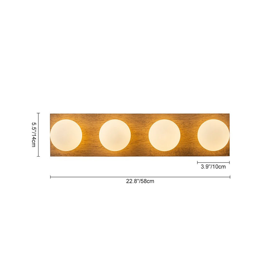 LightFixturesUSA - 4 - Light Opal Glass Linear Wooden Semi Flush Mount / Wall Light - Wall Sconce - 4 - Lt - 