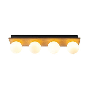 LightFixturesUSA - 4 - Light Opal Glass Linear Wooden Semi Flush Mount / Wall Light - Wall Sconce - 4 - Lt - 