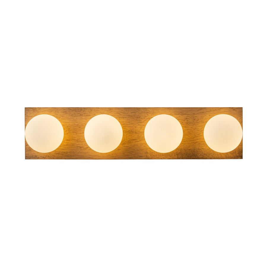 LightFixturesUSA - 4 - Light Opal Glass Linear Wooden Semi Flush Mount / Wall Light - Wall Sconce - 4 - Lt - 