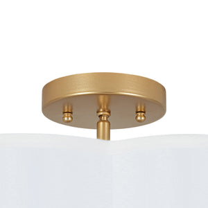 LightFixturesUSA-4-Light White Fabric Quatrefoil Cage Semi Flush Mount-Ceiling Light-Brass-