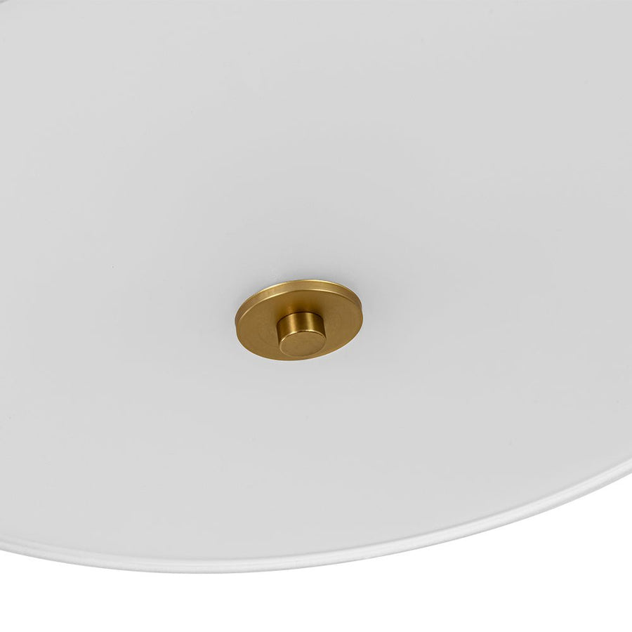 LightFixturesUSA - 4 - Light White Linen Round Drum Brass Semi Flush Mount - Ceiling Light - 2 - Tier - 