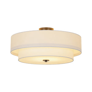 LightFixturesUSA - 4 - Light White Linen Round Drum Semi Flush Mount - Ceiling Light - Black/2 - Tier - 