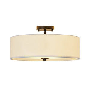 LightFixturesUSA - 4 - Light White Linen Round Drum Semi Flush Mount - Ceiling Light - Nickel/1 - Tier - 