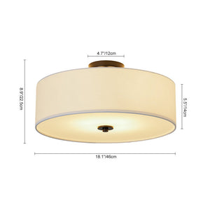 LightFixturesUSA - 4 - Light White Linen Round Drum Semi Flush Mount - Ceiling Light - Nickel/2 - Tier - 