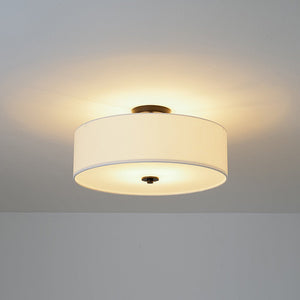 LightFixturesUSA - 4 - Light White Linen Round Drum Semi Flush Mount - Ceiling Light - Nickel/2 - Tier - 