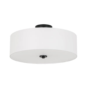 LightFixturesUSA - 4 - Light White Linen Round Drum Semi Flush Mount - Ceiling Light - Nickel/2 - Tier - 