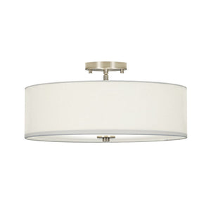 LightFixturesUSA - 4 - Light White Linen Round Drum Semi Flush Mount - Ceiling Light - Nickel/2 - Tier - 