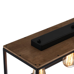 LightFixturesUSA - 5 - Light Aged Oak Iron Rectangle Cage Island Chandelier - Chandelier - 5 - Lt - 