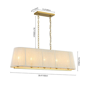 LightFixturesUSA - 5 - Light Beige Woven Thread Linear Cage Island Chandelier - Chandelier - Beige - 