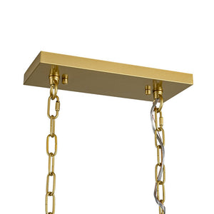 LightFixturesUSA - 5 - Light Beige Woven Thread Linear Cage Island Chandelier - Chandelier - Beige - 