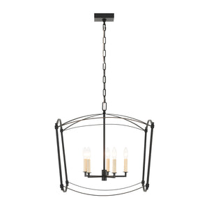 LightFixturesUSA-5-light French Antique Candle Style Lantern Pendant Chandelier-Chandelier-Black-