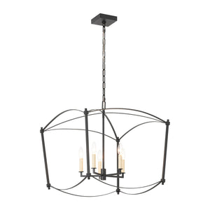 LightFixturesUSA-5-light French Antique Candle Style Lantern Pendant Chandelier-Chandelier-Black-