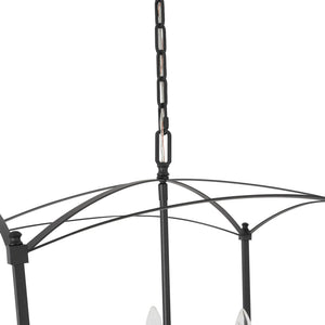 LightFixturesUSA-5-light French Antique Candle Style Lantern Pendant Chandelier-Chandelier-Black-