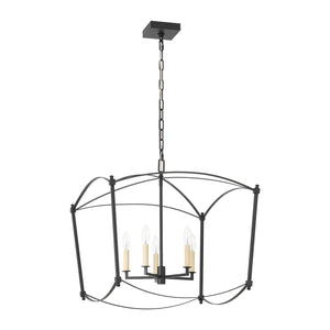 LightFixturesUSA-5-light French Antique Candle Style Lantern Pendant Chandelier-Chandelier-Black-