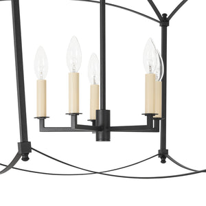 LightFixturesUSA-5-light French Antique Candle Style Lantern Pendant Chandelier-Chandelier-Black-