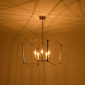 LightFixturesUSA - 5 - light French Antique Candle Style Lantern Pendant Chandelier - Chandelier - Gold - 