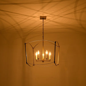 LightFixturesUSA - 5 - light French Antique Candle Style Lantern Pendant Chandelier - Chandelier - Gold - 