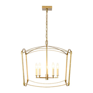 LightFixturesUSA - 5 - light French Antique Candle Style Lantern Pendant Chandelier - Chandelier - Gold - 