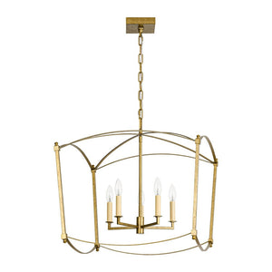 LightFixturesUSA - 5 - light French Antique Candle Style Lantern Pendant Chandelier - Chandelier - Gold - 