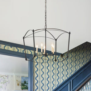 LightFixturesUSA-5-light French Antique Candle Style Lantern Pendant Chandelier-Chandelier-Gold-