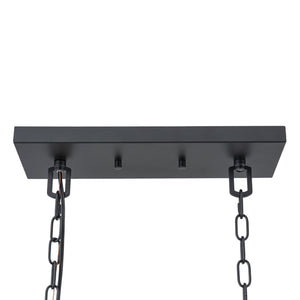 LightFixturesUSA-5-light French Antique Candle Wide Lantern Island Chandelier-Chandelier-Black-
