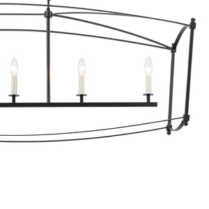 LightFixturesUSA-5-light French Antique Candle Wide Lantern Island Chandelier-Chandelier-Black-