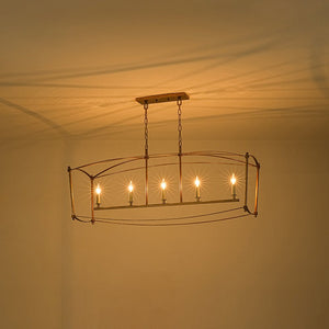 LightFixturesUSA - 5 - light French Antique Candle Wide Lantern Island Chandelier - Chandelier - Gold - 