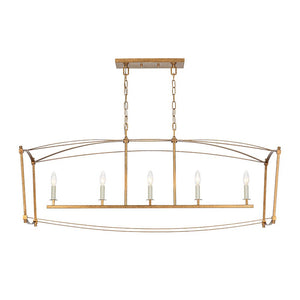 LightFixturesUSA - 5 - light French Antique Candle Wide Lantern Island Chandelier - Chandelier - Gold - 