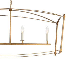 LightFixturesUSA - 5 - light French Antique Candle Wide Lantern Island Chandelier - Chandelier - Gold - 