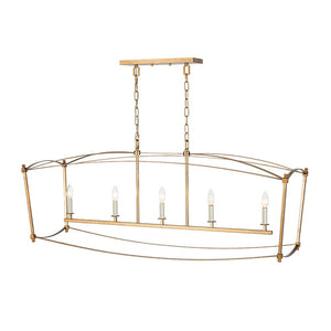 LightFixturesUSA - 5 - light French Antique Candle Wide Lantern Island Chandelier - Chandelier - Gold - 