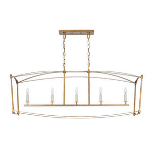 LightFixturesUSA - 5 - light French Antique Candle Wide Lantern Island Chandelier - Chandelier - Gold - 