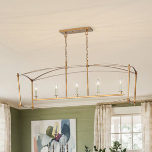 LightFixturesUSA - 5 - light French Antique Candle Wide Lantern Island Chandelier - Chandelier - Gold - 