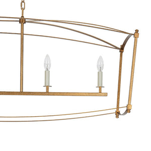 LightFixturesUSA - 5 - light French Antique Candle Wide Lantern Island Chandelier - Chandelier - Gold - 