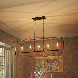 LightFixturesUSA-5-light French Antique Candle Wide Lantern Island Chandelier-Chandelier-Gold-
